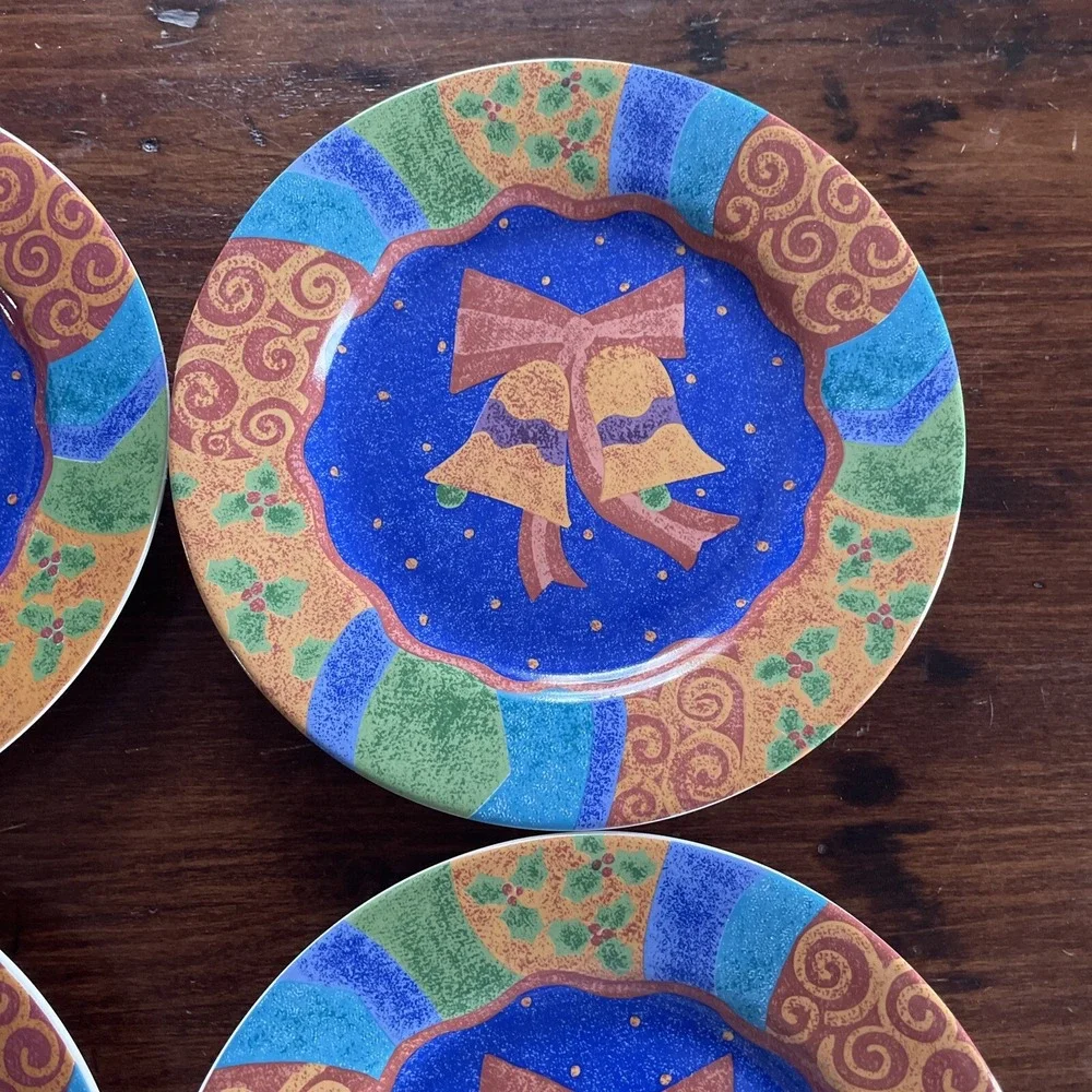 Sango PotPourri Mix & Match Christmas Plates Set of 4 Bells